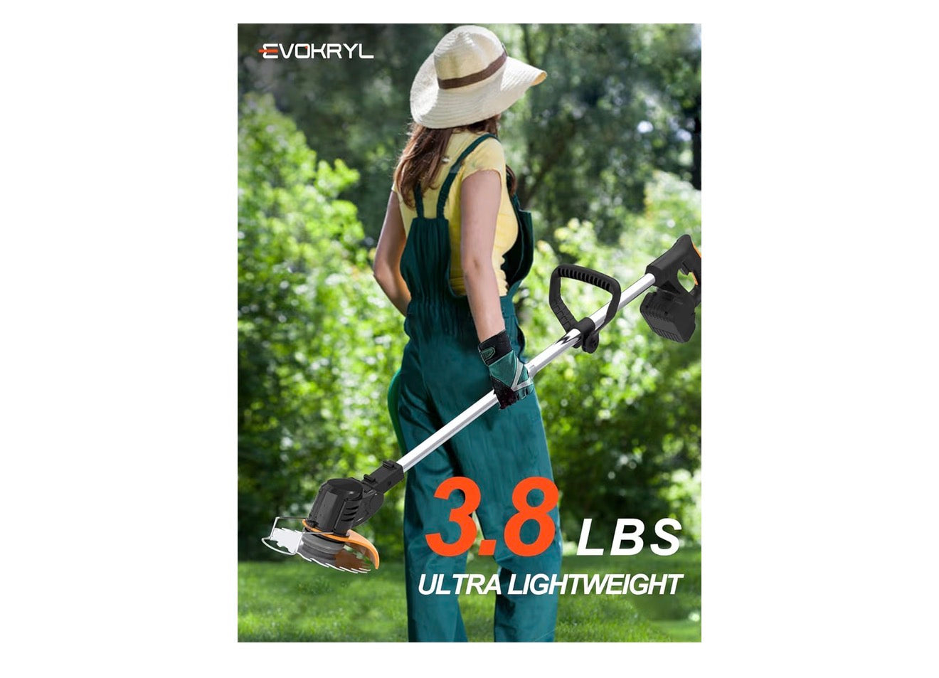 21V Cordless Grass Strimmer 750W Garden Trimmer with 2 × 4.0Ah Batteries
