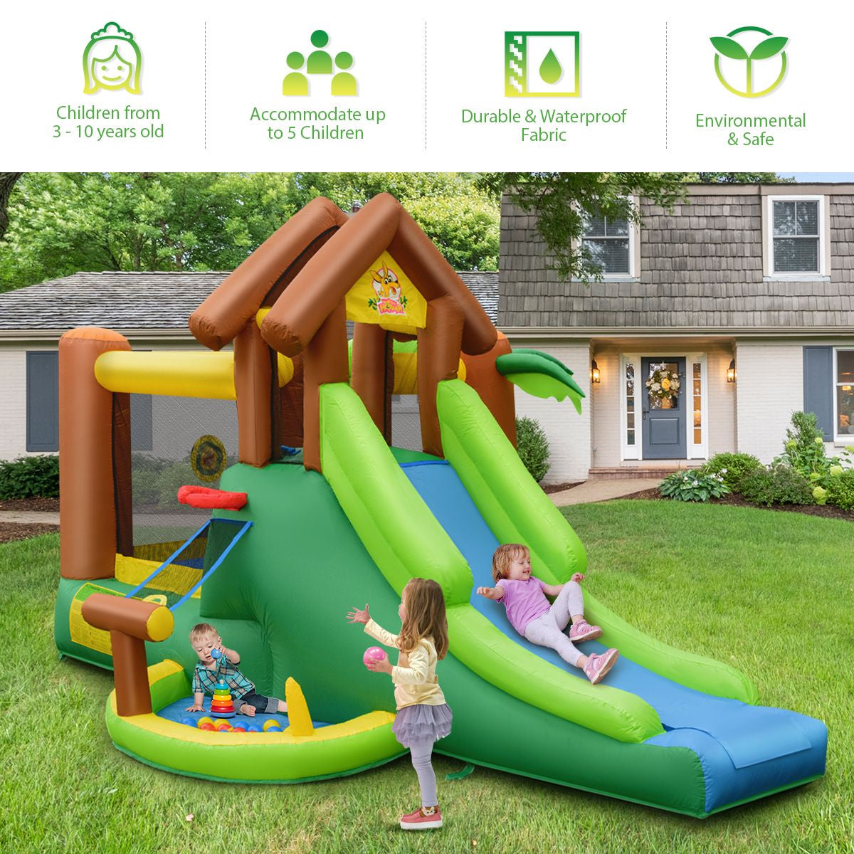 Professional Inflatable Bounce House Featuring Slides, Climbing Wall, and Air Blower