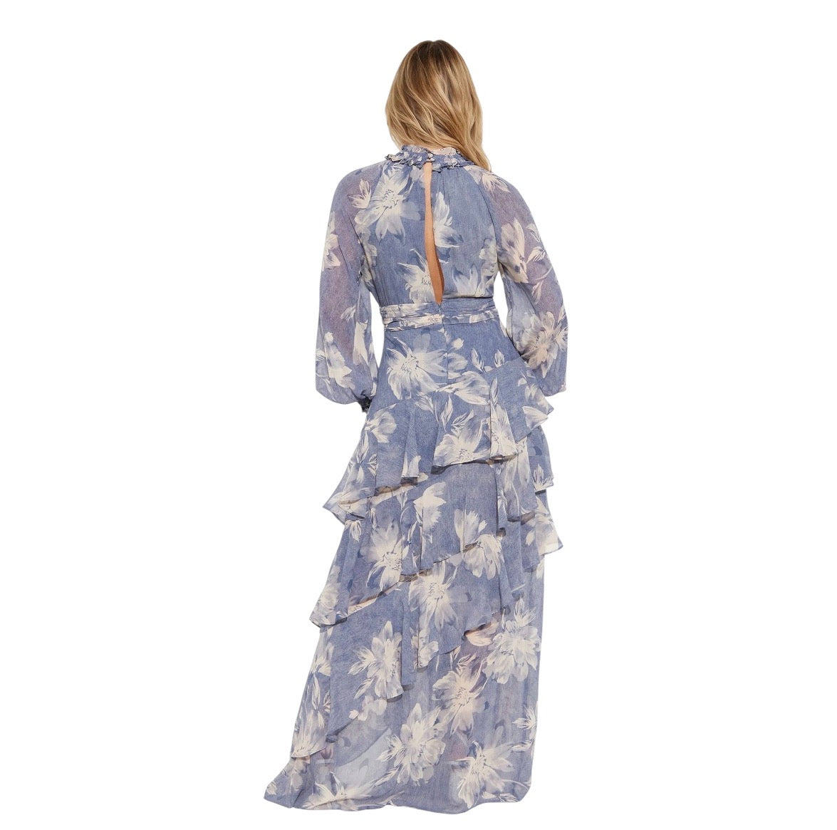 Sofia Chiffon Maxi Dress Blue Combo