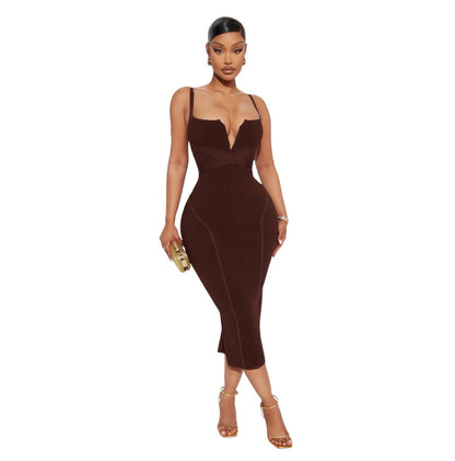 Misty Bandage Midi Dress Chocolate