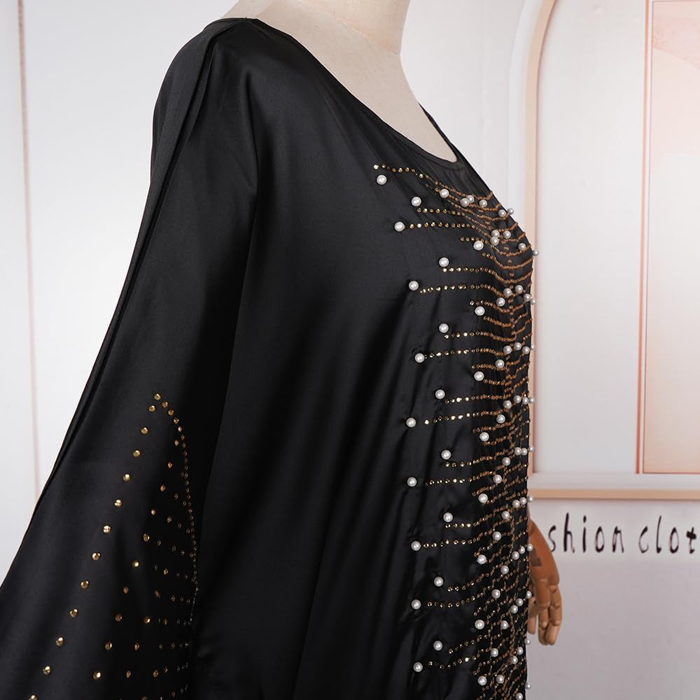 African Dresses for Women Fashion Beading Rhinestone Kaftan Maxi Dress