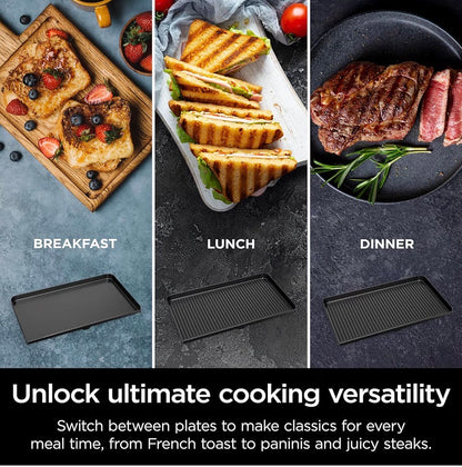 Ninja Sizzle Pro XL Indoor Grill & Flat Plate GX101UK Silver Black