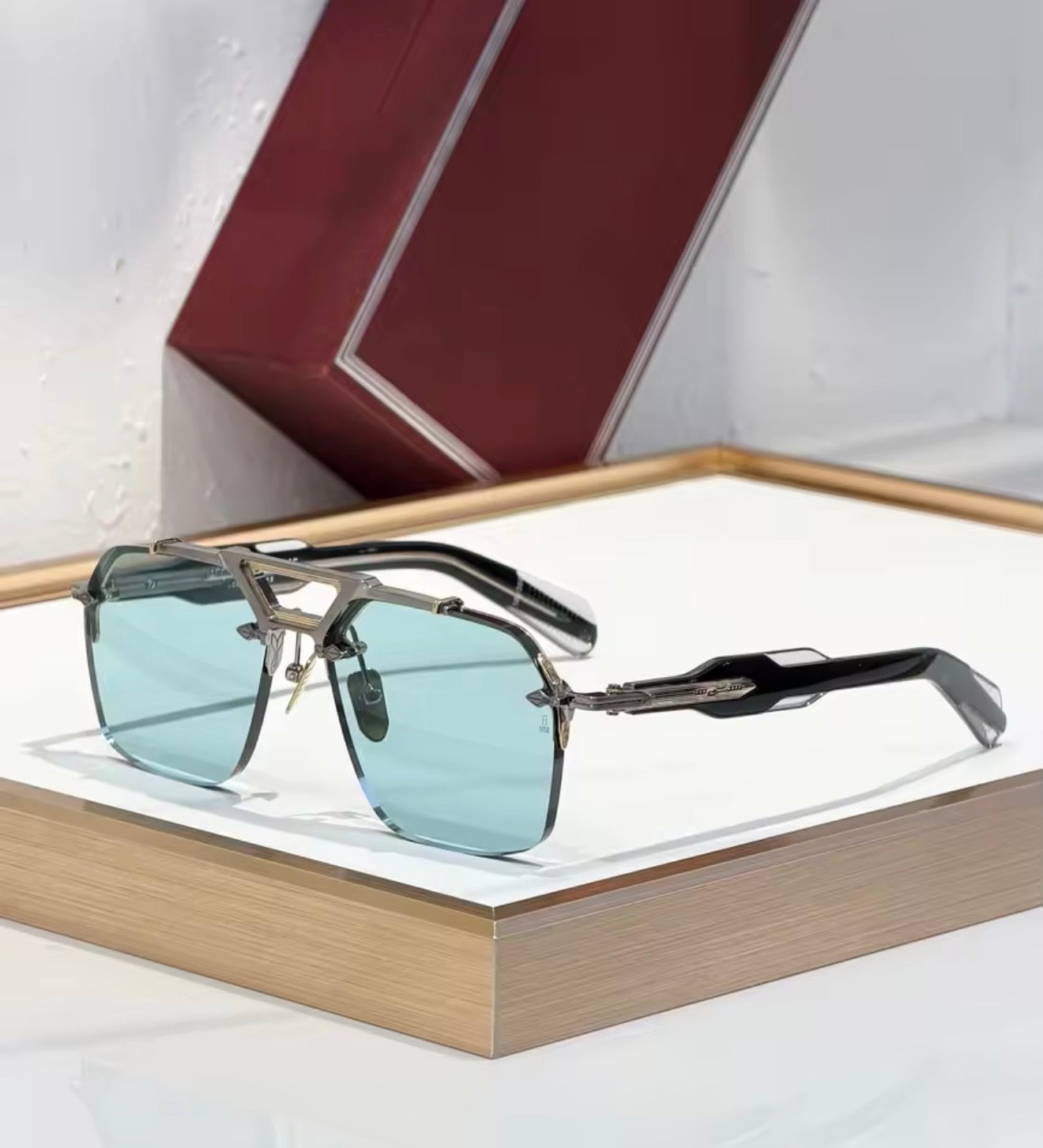 Square Sunglasses Double Titanium Frame Refined Business Style High Quality UV400 Unisex Gift