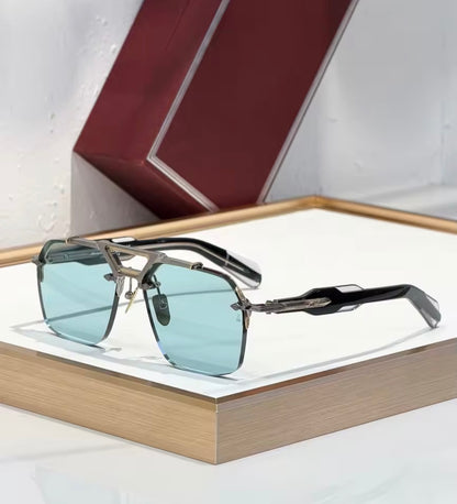 Square Sunglasses Double Titanium Frame Refined Business Style High Quality UV400 Unisex Gift