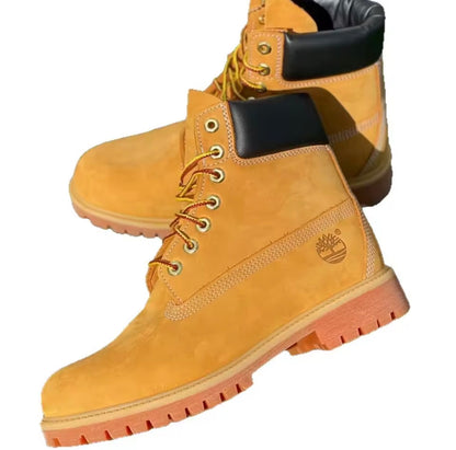 Kick-resistant classic yellow boots for outdoor sport camping, mountaineering, waterproof and comfortable for both men and women