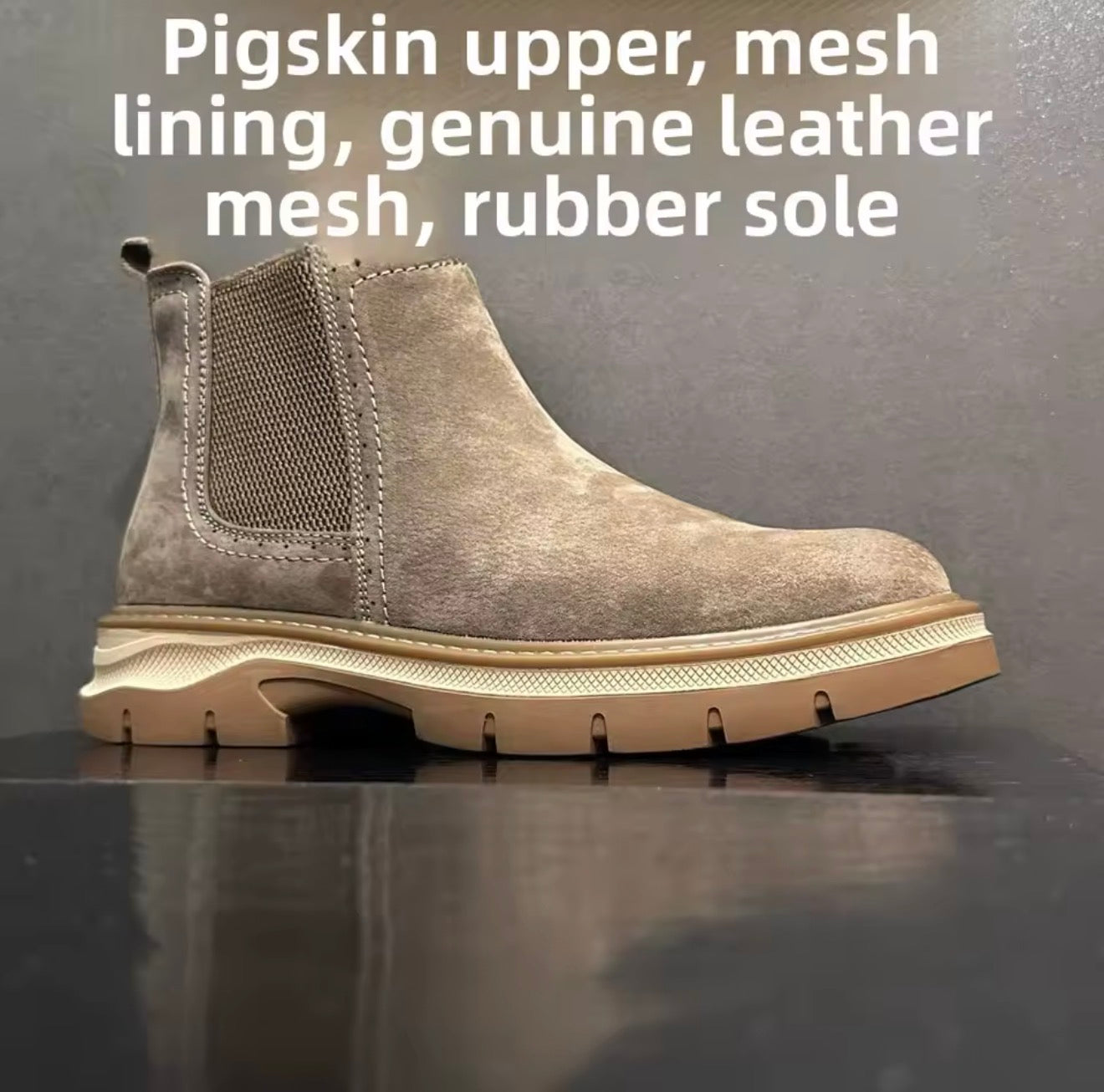 American Style  Boots High Top Men's Chelsea Boots Retro Work Leather Boots Autumn New Side Zip Short Boots British