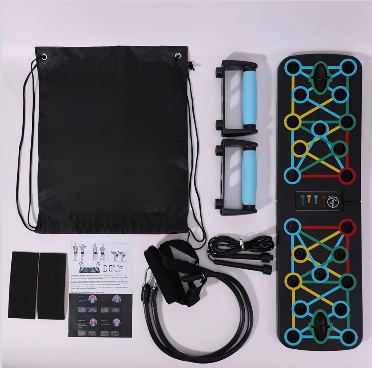 Push Up Board with Jump Rope Portable Home Gym Set