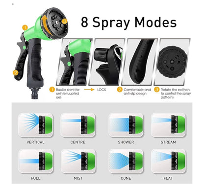 Yiting Expandable Garden Hose Pipe with 8 Function Spray Nozzle