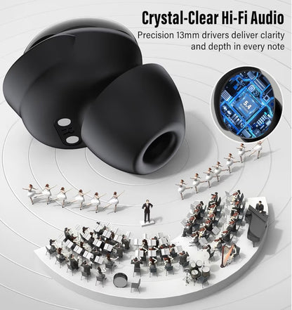 Wireless Earbuds Bluetooth 5.4 Smart Touch Screen 48H Playtime IPX7