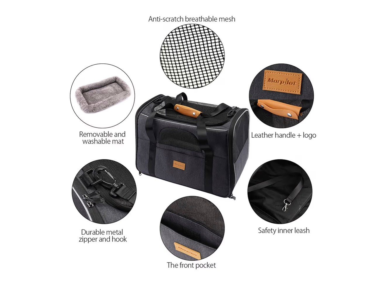 Morpilot Airline Approved Pet Carrier Large Grey