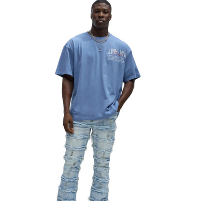 Aime Forever Oversized Short Sleeve Tee Slate Blue