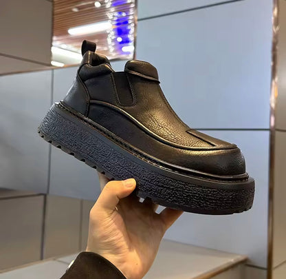 Trendy Luxury Workwear Leather oes Men's Winter New Fce Lined Warm Real Leather ort Boots Thi Bot Outdoor Cotton