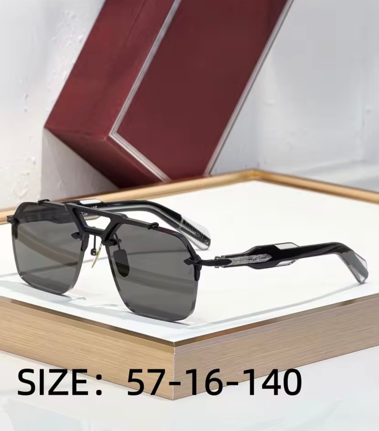 Square Sunglasses Double Titanium Frame Refined Business Style High Quality UV400 Unisex Gift