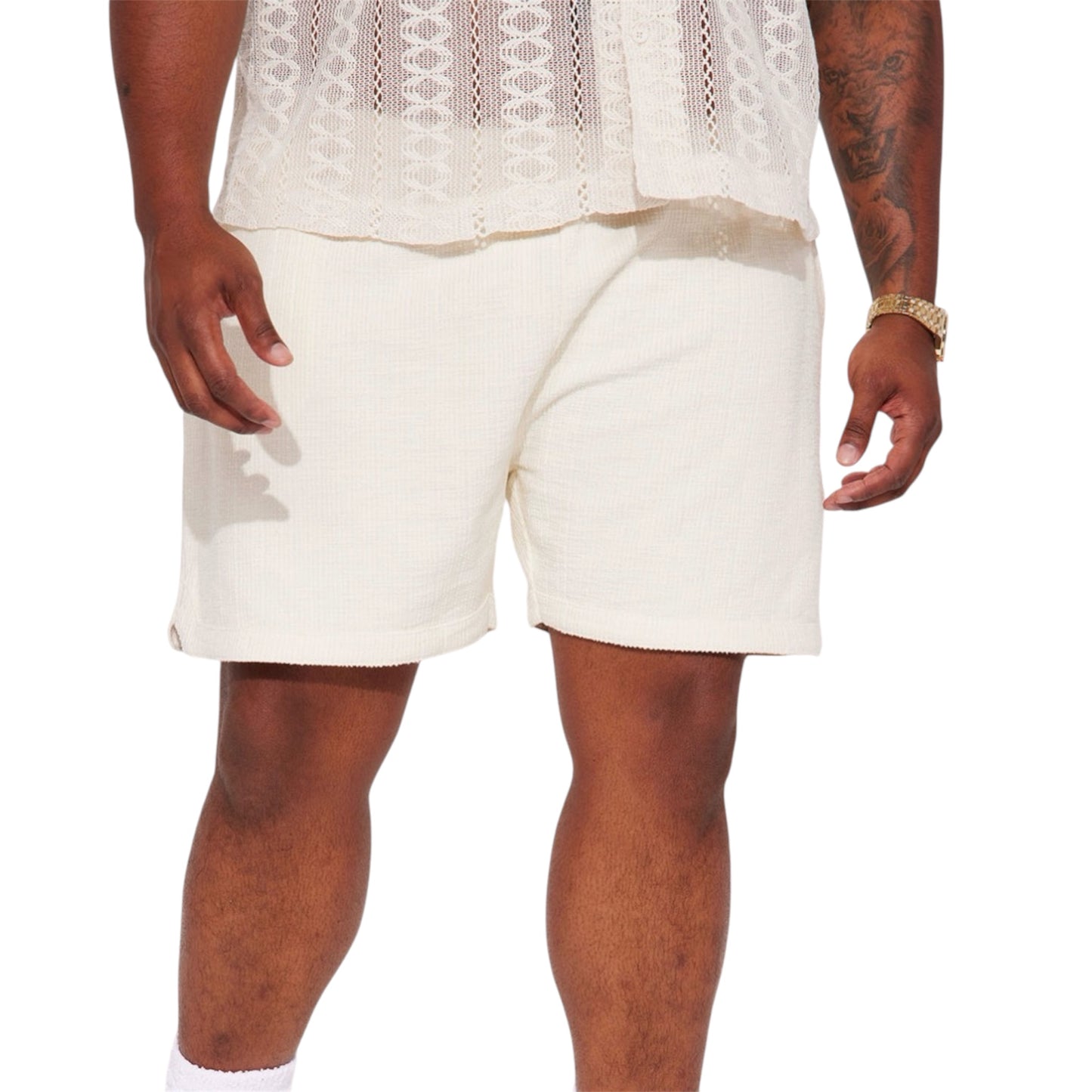 Dean Textured Shorts Cream