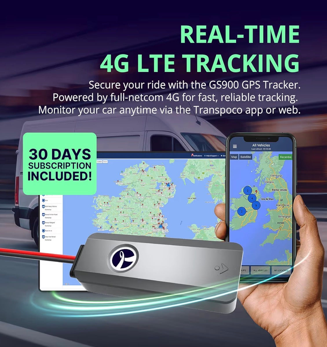 GS900 4G GPS Tracker with SIM 30-Day Subscription Vehicle Fleet Tracking