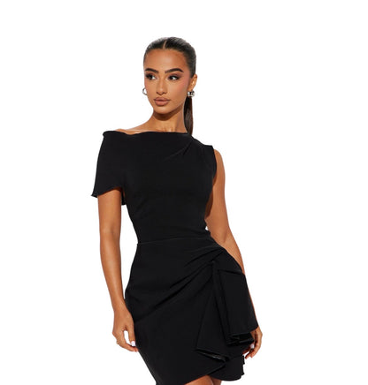 Feel The Vibe Ruched Mini Dress Black