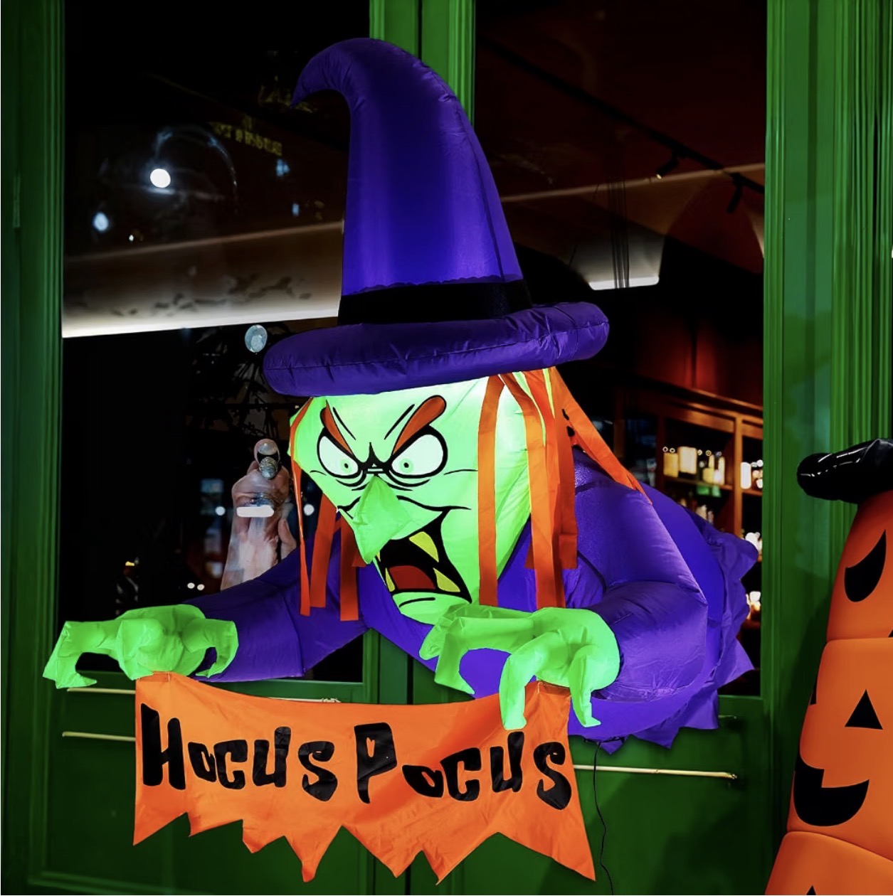 Warmiehomy 3FT Halloween Inflatable Scary Witch Window Decoration