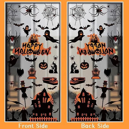 8 Sheets Reusable Halloween Window Stickers – Bats, Ghosts & Pumpkins | Minja Superstore