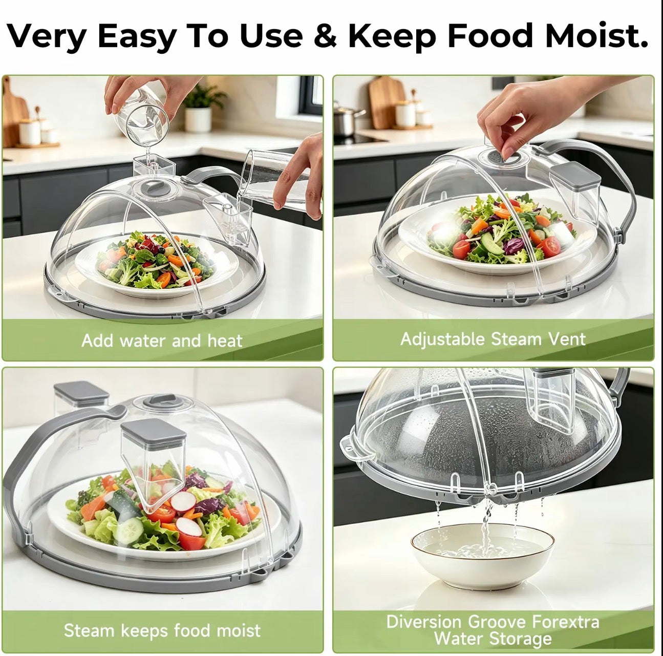 Microwave Splatter Cover with Water Steamer 10 Inch