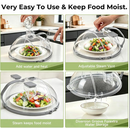 Microwave Splatter Cover with Water Steamer 10 Inch