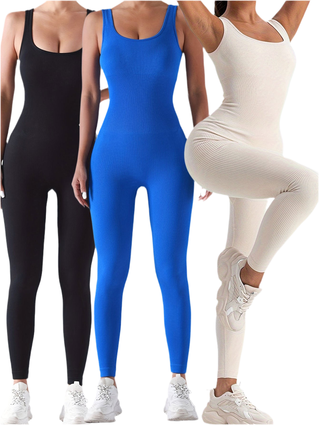 3-Pack Women’s Ribbed One-Piece Jumpsuit – Sensual, Sculpting & Sporty