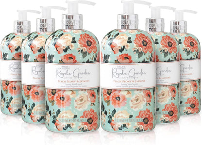 Royale Garden Peach Peony & Jasmine Hand Wash, 500 Ml (Pack of 6) - Vegan Friendly