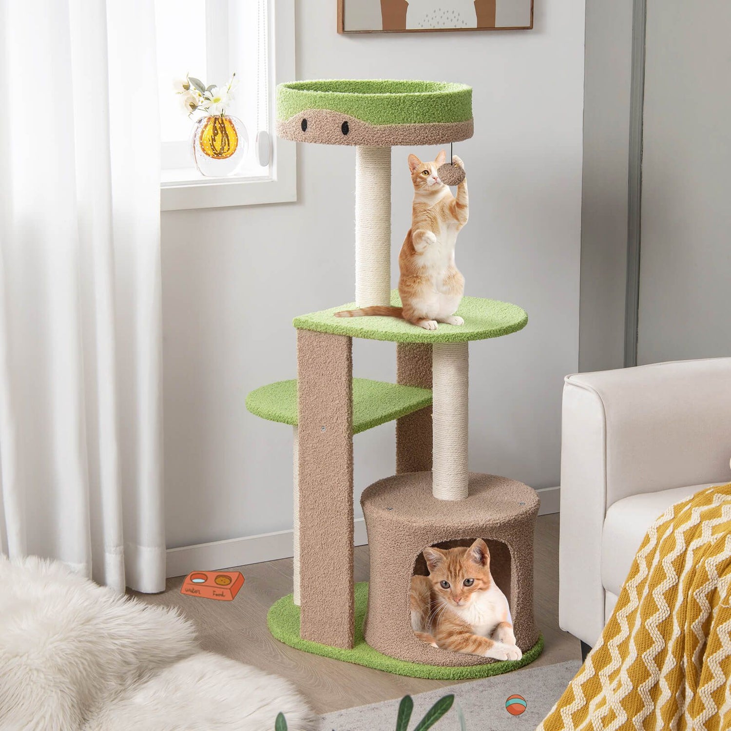 Multi-Level Cat Tree with Condo and Plush Perch - 111 cm