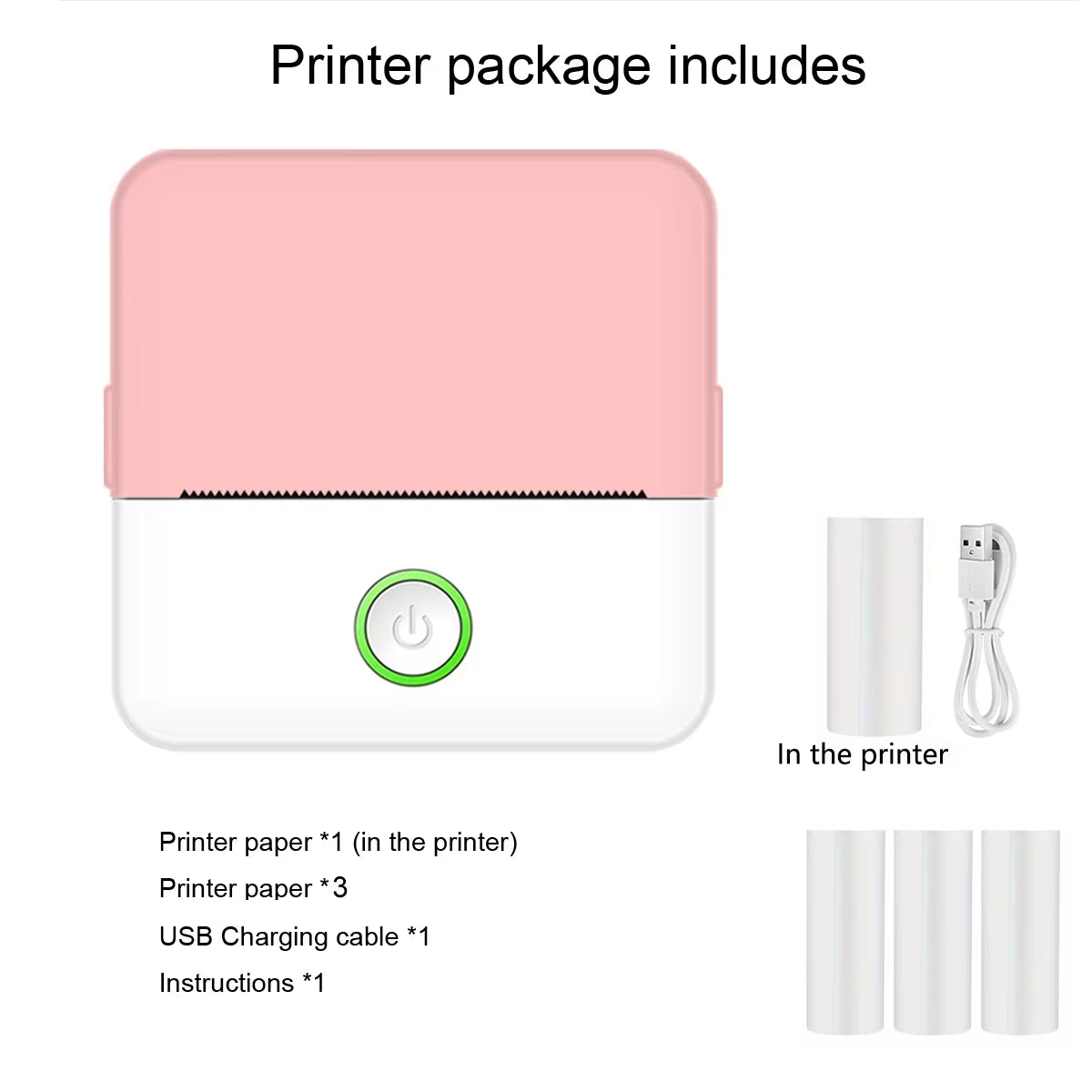 Compact Inkless Sticker Printer - Portable Thermal Printer for Photos, Journals, and Memos