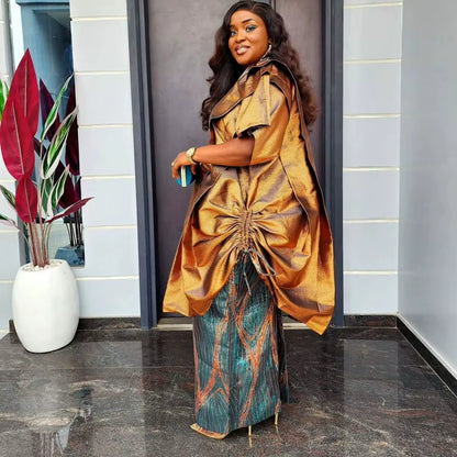 African Clothes for Women 2 PCS Sets Tops and Skirts Suits Dashiki Ankara Turkey Outfits Gown plus Size Wedding Party Dresses