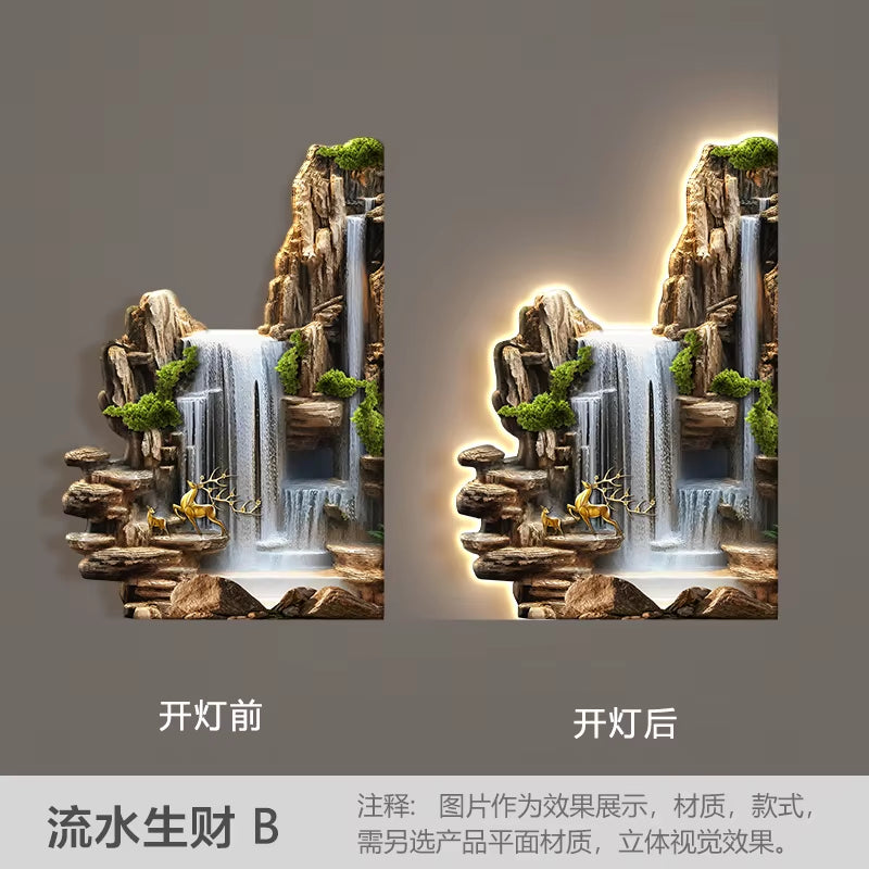 Welcome Guests to the Living Room Decoration Painting, Pine Sofa Background, Wall Mounted Painting, Deer Corner Lamp Mural