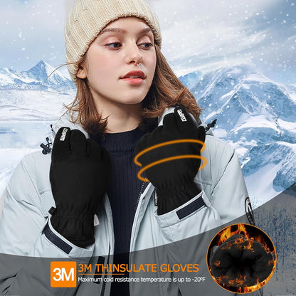 Thermal Gloves Coldproof Winter Gloves Men Women Touch Screen 3M Thinsulate Ski Glove for Snowboarding Running Driving Hiking Working Outdoor