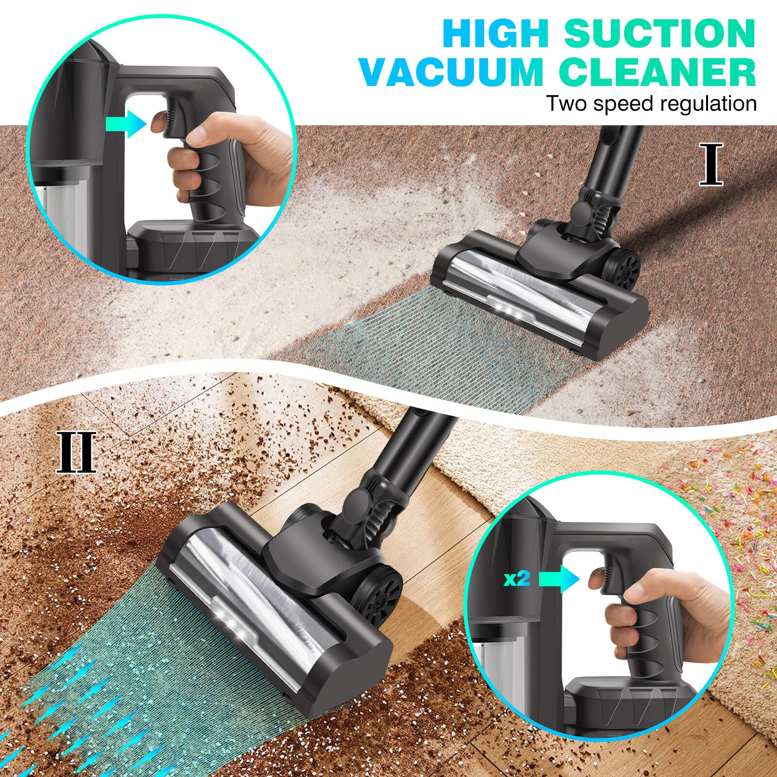 3In1 Cordless Vacuum Cleaner Upright Handheld Stick Lightweight Bagless