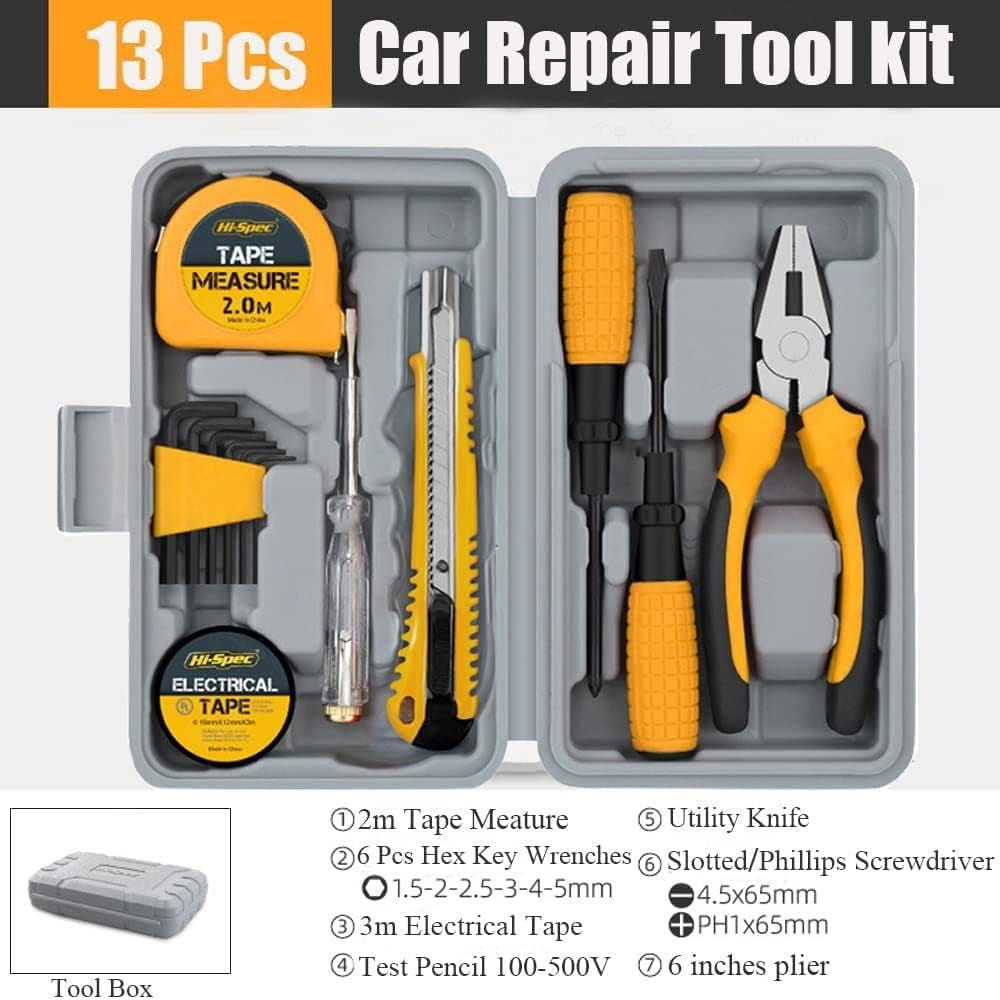 Comprehensive Car Emergency Kit for Roadside Assistance, Including Jumper Cables, Warning Triangle, Visibility Vest, Flashlight, and Essential Tools for Trucks and SUVs