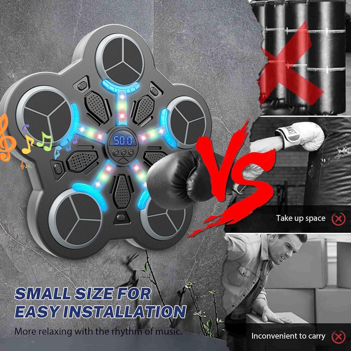 Music Boxing Machine,Boxing Machine Wall Mounted,Smart Music Boxing Machine with Boxings Gloves,Musical Boxings Equipment Punching Machines,Wall Target Training for Adult Kid Home Exercises