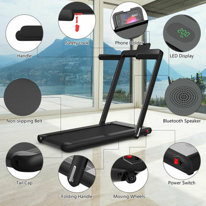 Folding Electric Treadmill with Bluetooth Connectivity (1-12 KPH)