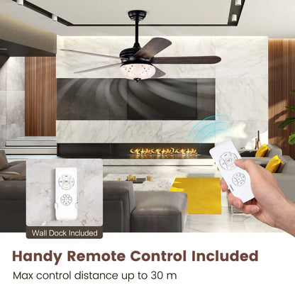 52-Inch Crystal Light Ceiling Fan with Remote Control