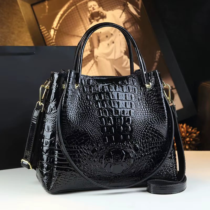 2025 Women Handbags New Tote Bag Fashion Crocodile Print Bucket Bag Retro Shoulder Messenger Bags Trend