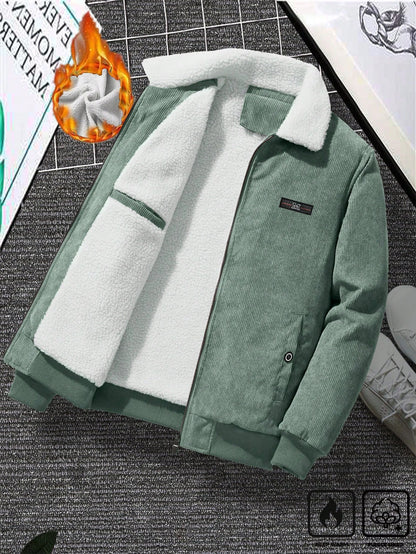 Manfinity Homme Men'S Zipper Front Long Sleeve Pocket Casual Outerwear Jacket, Simple Design for Everyday Wear