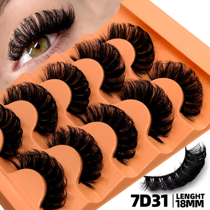 5 Pairs 8D Volume Fluffy False Eyelashes - Russian Strip Lash Extensions, Thick Soft Curly Makeup Lashes