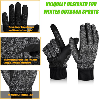 3M Thinsulate Winter Gloves - Men & Women, -10°F Thermal, Touchscreen, Anti-Slip, Cycling, Skiing, Running, Hiking, Driving, Outdoor Sports