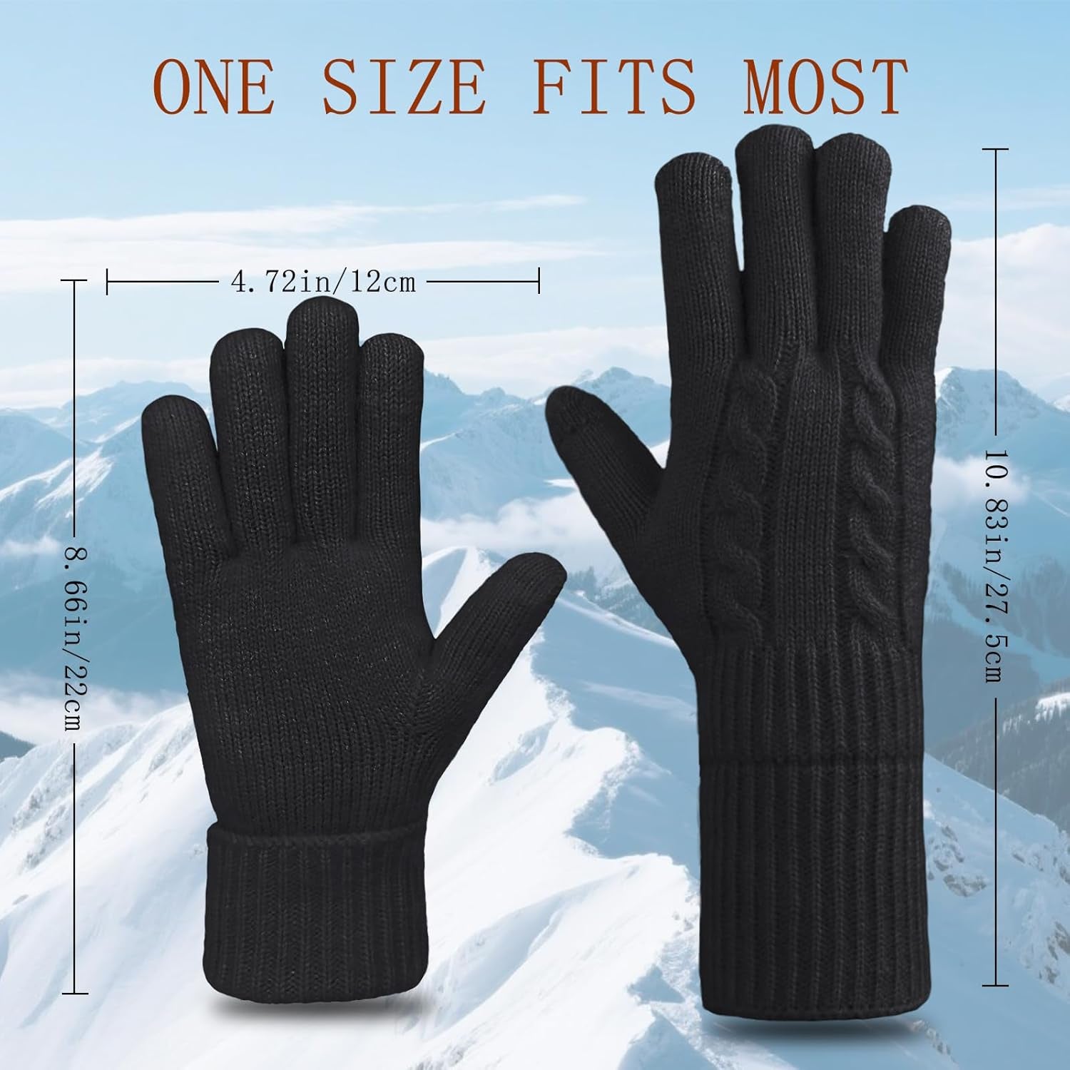 Winter Gloves for Women Ladies Wool Thermal Touch Screen Fleece Knit Stretchy Gloves for Cold Weather Gifts