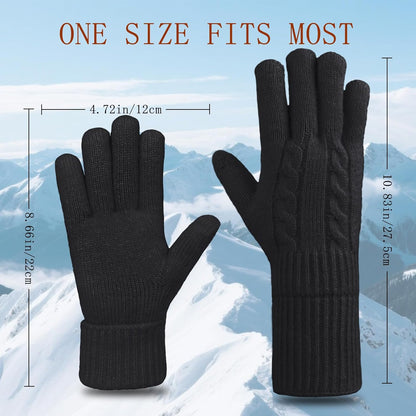 Winter Gloves for Women Ladies Wool Thermal Touch Screen Fleece Knit Stretchy Gloves for Cold Weather Gifts
