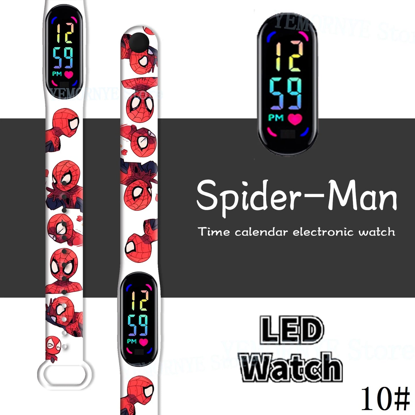 Disney Spider Man Children'S Cartoon Anime Character Luminous Bracelet Watch LED Touch Waterproof Clock Sports Gifts Christmas H