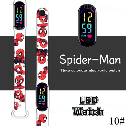 Disney Spider Man Children'S Cartoon Anime Character Luminous Bracelet Watch LED Touch Waterproof Clock Sports Gifts Christmas H