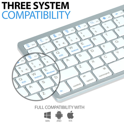 Slim Wireless Bluetooth Keyboard for iMac, iPad, Android Phones, Tablets, and PCs - UK Layout