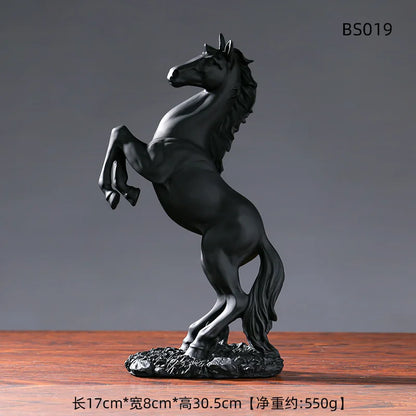 European Style Home Resin Victory Horse Statue, Living Room ，Cabinet,Office Desktop Decoration Animal Figurines