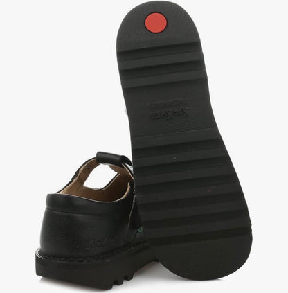 Kickers Girls’ Kick T Bar Black School Shoes