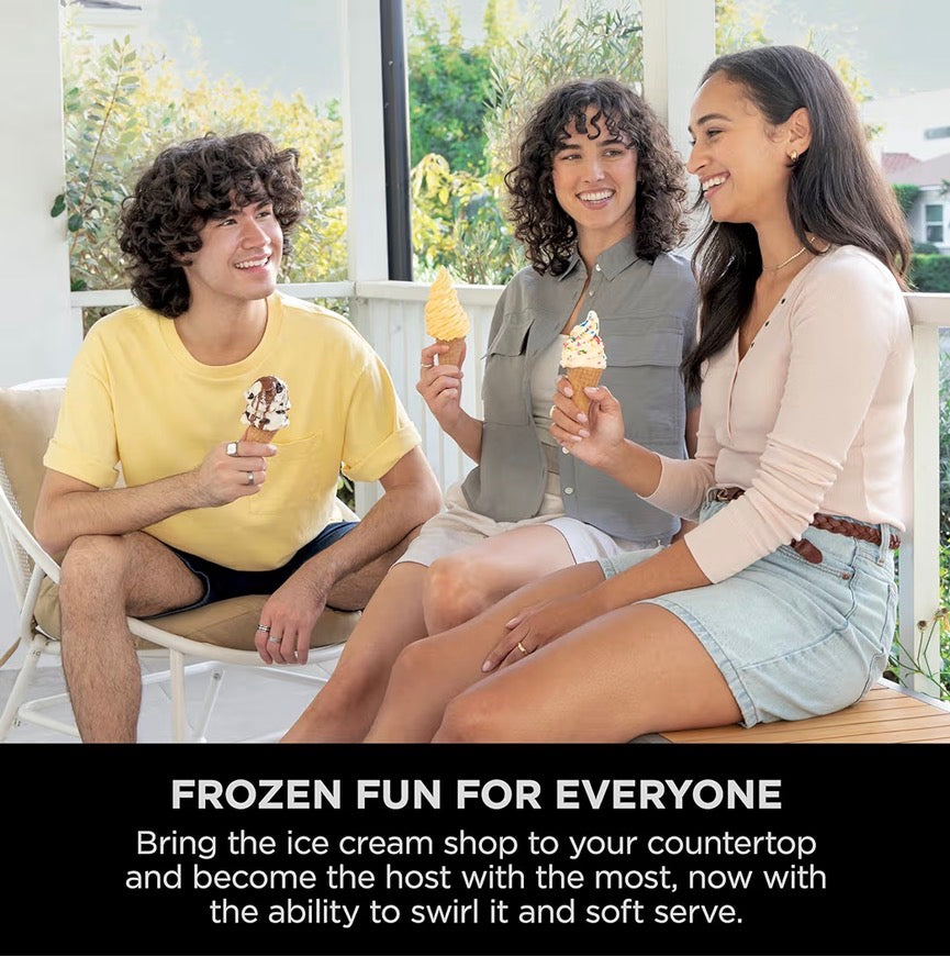 CREAMi Scoop and Swirl Ice Cream Machine with 2x Tubs, 13 Functions, Makes Ice Cream, Soft Serve, Gelato, Sorbet, Milkshakes and More, Mix-In Option, Stone Gold, NC701UKSTGD