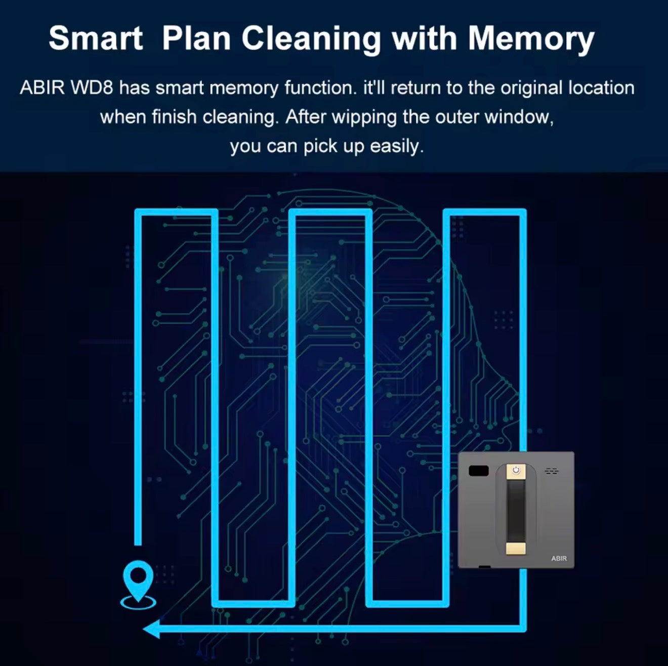 ABIR WD8 Robot Window Vacuum Cleaner with Dual Water Spray