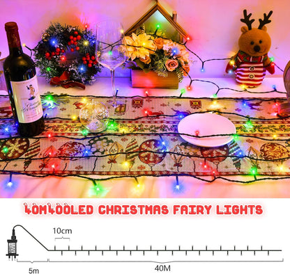 Christmas String Lights, 400LED 40M Christmas Tree Lights Indoor & Outdoor Connectable Plug in 8 Modes Twinkle Fairy Lights for Indoor Room Wall Tree Party Wedding